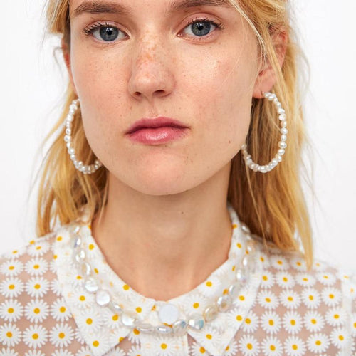 Oversize Pearl Hoop Earrings-Earrings-Arimonz-Arimonz