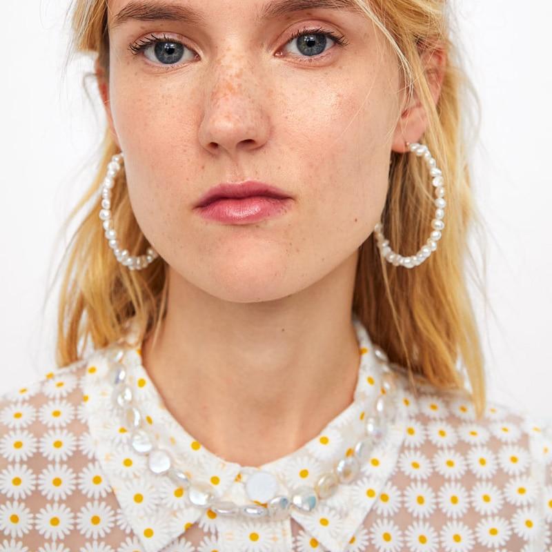 Oversize Pearl Hoop Earrings-Earrings-Arimonz-Arimonz