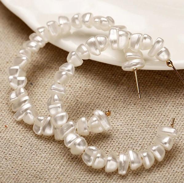 Oversize Pearl Hoop Earrings-Earrings-Arimonz-A-Arimonz