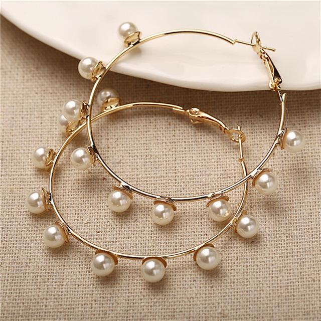 Oversize Pearl Hoop Earrings-Earrings-Arimonz-E-Arimonz