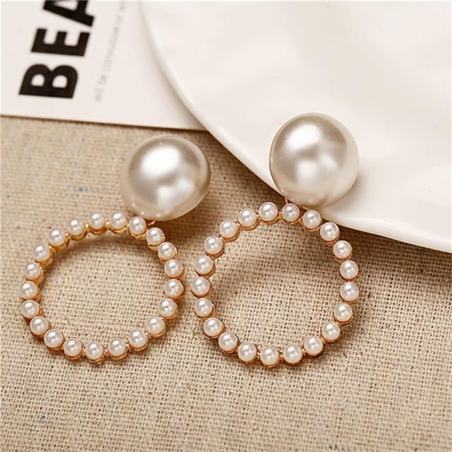 Oversize Pearl Hoop Earrings-Earrings-Arimonz-I-Arimonz