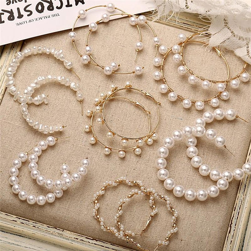 Oversize Pearl Hoop Earrings-Earrings-Arimonz-Arimonz