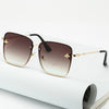 Oversize Rimless Square Bee Sunglasses for Women Gradient Sunglasses-Sunglasses-Arimonz-Brown-Arimonz