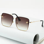 Oversize Rimless Square Bee Sunglasses for Women Gradient Sunglasses-Sunglasses-Arimonz-Brown-Arimonz