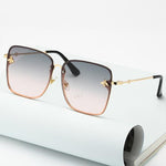 Oversize Rimless Square Bee Sunglasses for Women Gradient Sunglasses-Sunglasses-Arimonz-Gray-Arimonz