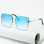 Oversize Rimless Square Bee Sunglasses for Women Gradient Sunglasses-Sunglasses-Arimonz-Light Blue-Arimonz