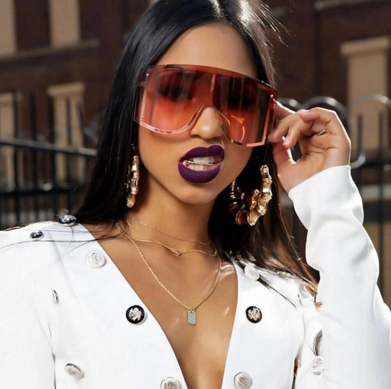 Oversized Rimless Sunglasses, Fashionable Metal Shades-Sunglasses-Arimonz-Arimonz