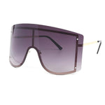 Oversized Rimless Sunglasses, Fashionable Metal Shades-Sunglasses-Arimonz-Dark Gray-Arimonz
