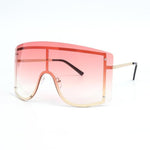 Oversized Rimless Sunglasses, Fashionable Metal Shades-Sunglasses-Arimonz-Pink-Arimonz