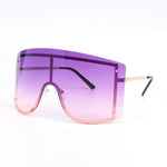 Oversized Rimless Sunglasses, Fashionable Metal Shades-Sunglasses-Arimonz-Purple-Arimonz