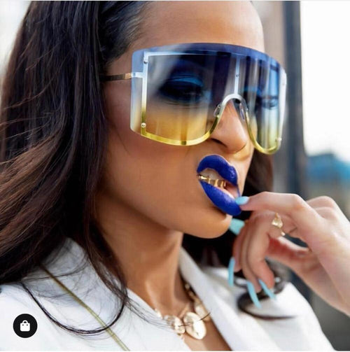 Oversized Rimless Sunglasses, Fashionable Metal Shades-Sunglasses-Arimonz-Arimonz