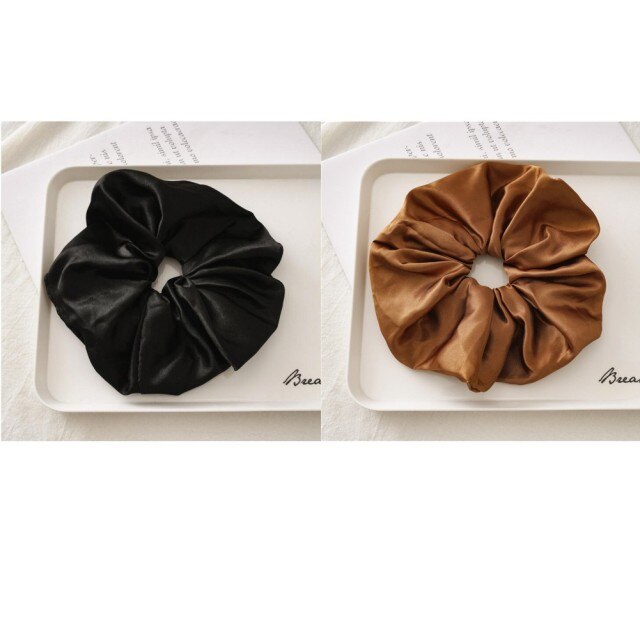 Oversized Scrunchies Big Rubber Hair Ties Elastic Hair Bands-Hair Accessories-Arimonz-Black Brown-Arimonz