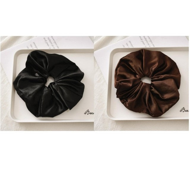 Oversized Scrunchies Big Rubber Hair Ties Elastic Hair Bands-Hair Accessories-Arimonz-Black Dark Brown-Arimonz