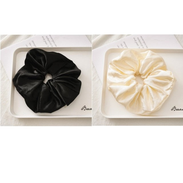 Oversized Scrunchies Big Rubber Hair Ties Elastic Hair Bands-Hair Accessories-Arimonz-Black White-Arimonz