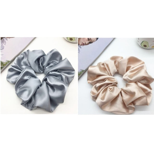Oversized Scrunchies Big Rubber Hair Ties Elastic Hair Bands-Hair Accessories-Arimonz-Gray Light Beige-Arimonz