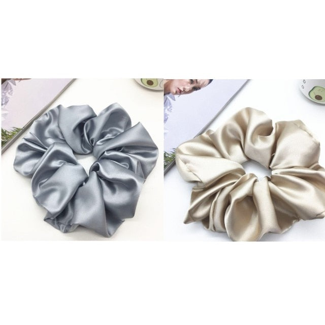 Oversized Scrunchies Big Rubber Hair Ties Elastic Hair Bands-Hair Accessories-Arimonz-Gray Yellow-Arimonz