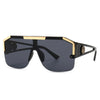 Oversized Square Vintage Metal Big Frame Semi Rimless Sun Glasses-Sunglasses-Arimonz-Arimonz