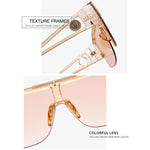 Oversized Square Vintage Metal Big Frame Semi Rimless Sun Glasses-Sunglasses-Arimonz-Arimonz