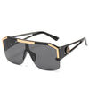 Oversized Square Vintage Metal Big Frame Semi Rimless Sun Glasses-Sunglasses-Arimonz-Black-Arimonz