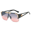 Oversized Square Vintage Metal Big Frame Semi Rimless Sun Glasses-Sunglasses-Arimonz-Black Gray Pink-Arimonz