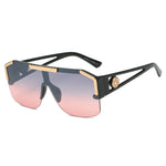 Oversized Square Vintage Metal Big Frame Semi Rimless Sun Glasses-Sunglasses-Arimonz-Black Gray Pink-Arimonz
