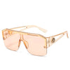 Oversized Square Vintage Metal Big Frame Semi Rimless Sun Glasses-Sunglasses-Arimonz-Champagne-Arimonz