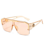 Oversized Square Vintage Metal Big Frame Semi Rimless Sun Glasses-Sunglasses-Arimonz-Champagne-Arimonz
