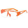 Oversized Square Vintage Metal Big Frame Semi Rimless Sun Glasses-Sunglasses-Arimonz-Orange Clear-Arimonz