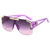 Oversized Square Vintage Metal Big Frame Semi Rimless Sun Glasses-Sunglasses-Arimonz-Purple Gray Pink-Arimonz