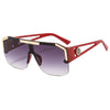 Oversized Square Vintage Metal Big Frame Semi Rimless Sun Glasses-Sunglasses-Arimonz-Red Gray-Arimonz