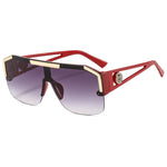 Oversized Square Vintage Metal Big Frame Semi Rimless Sun Glasses-Sunglasses-Arimonz-Red Gray-Arimonz