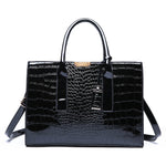 Pantent Leather Faux Crocodile Crossbody Shoulder Handbags For Women-Handbags-Arimonz-Black-Arimonz