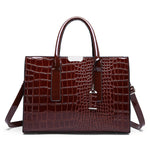 Pantent Leather Faux Crocodile Crossbody Shoulder Handbags For Women-Handbags-Arimonz-Brown-Arimonz