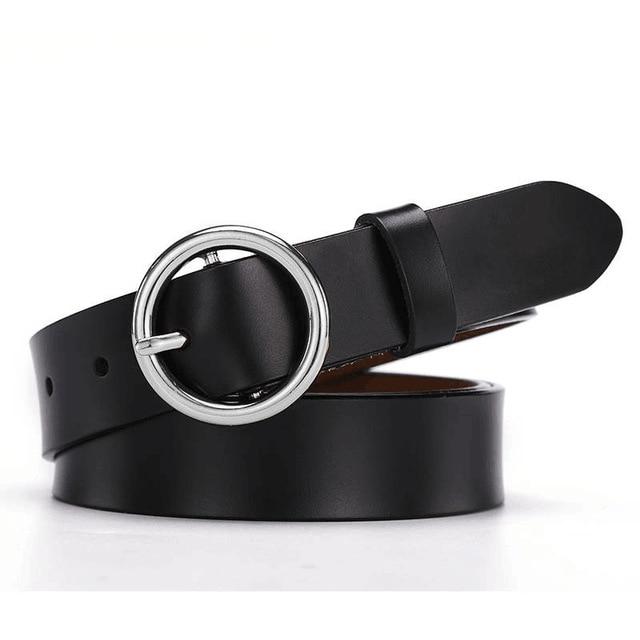 Parker Circle Pin Buckle Belt-Belts-Arimonz-black-Silver-Arimonz