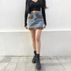 Patchwork Furry Leopard High Waist Jeans Skirt Women Casual Mini Skirt-Denim Skirts-Arimonz-Arimonz