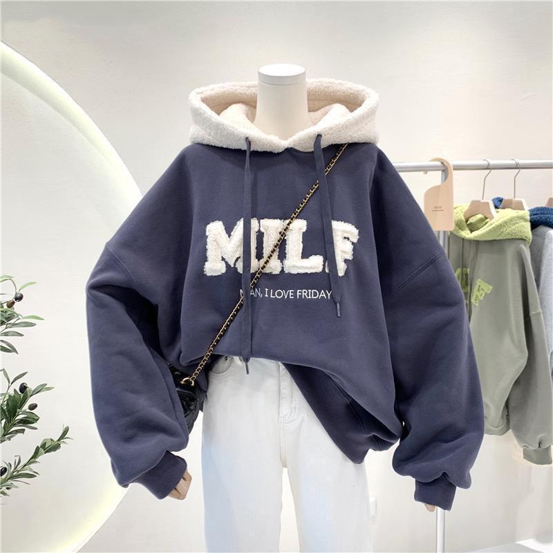 Patchwork Oversize Sweatshirt Casual Loose Thick Long Sleeve Hoodies-Pullovers-Arimonz-Arimonz