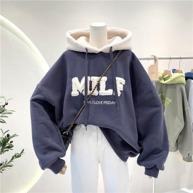 Patchwork Oversize Sweatshirt Casual Loose Thick Long Sleeve Hoodies-Pullovers-Arimonz-Dark Grey-M-Arimonz