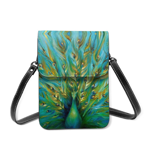 Peacock Shoulder Bag Streetwear Leather Mobile Phone Bag Shoulder Bags-Handbags-Arimonz-Green - 1-Arimonz