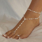 Pearl Anklet Women Ankle Bracelet Pearl Anklet Chain Foot Jewelry-Anklets-Arimonz-Arimonz