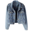 Pearl Beading Short Denim Jacket-Jean Jackets-Arimonz-Arimonz