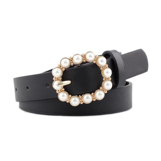 Pearl Buckle Decorative Belt-Belts-Arimonz-black-Arimonz