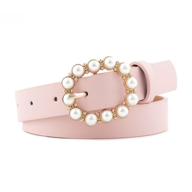Pearl Buckle Decorative Belt-Belts-Arimonz-pink-Arimonz