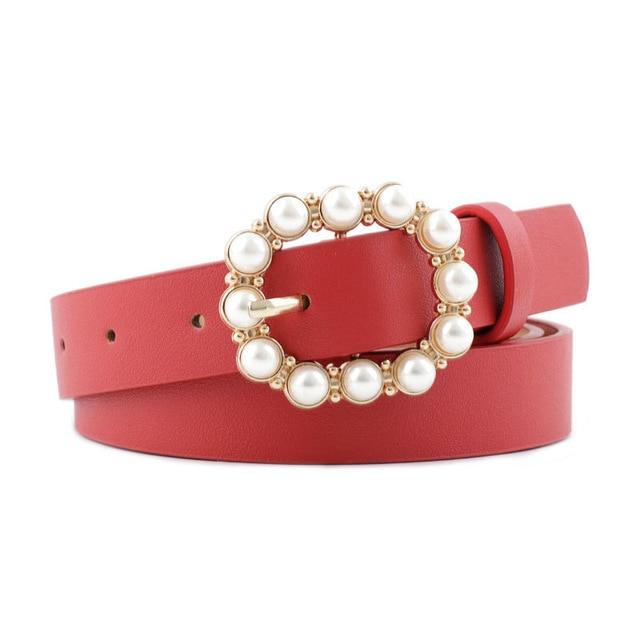 Pearl Buckle Decorative Belt-Belts-Arimonz-red-Arimonz