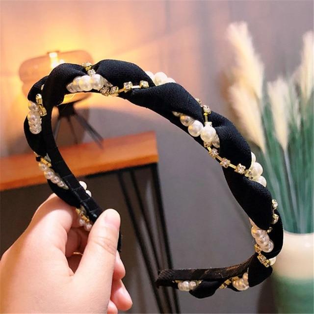 Pearl Crystal Hoop Headband-Hair Accessories-Arimonz-Black-Arimonz