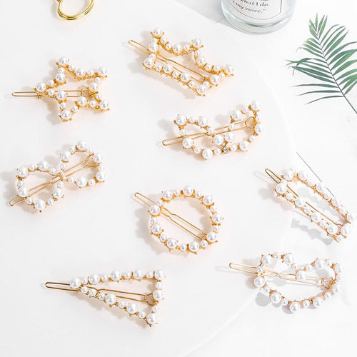 Pearl Hair Clip Snap Barrettes-Hair Accessories-Arimonz-Arimonz