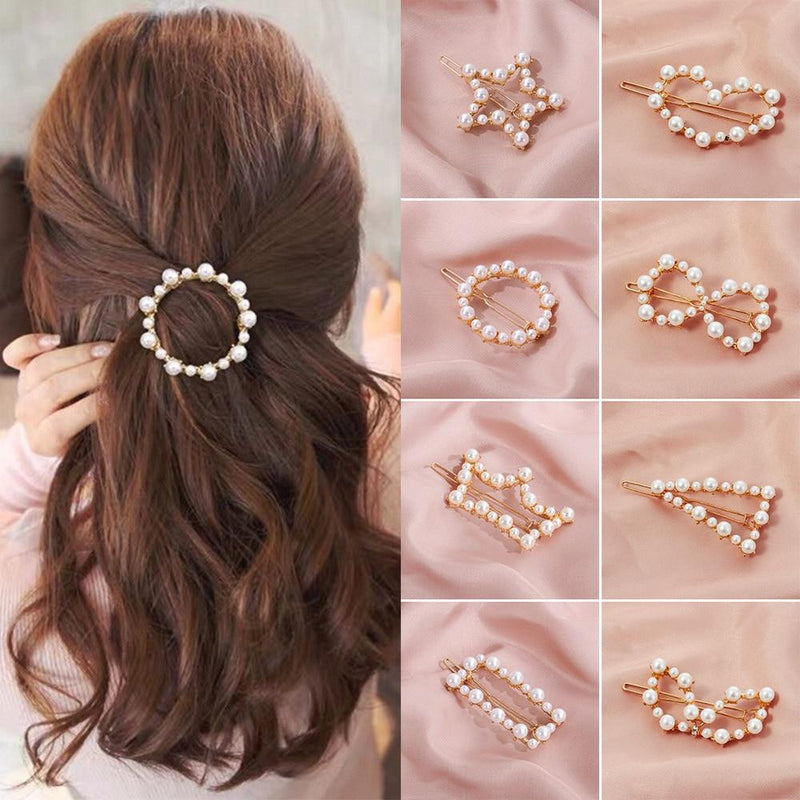 Pearl Hair Clip Snap Barrettes-Hair Accessories-Arimonz-Arimonz