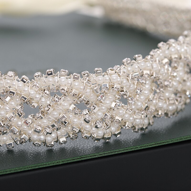Pearl Rhinestone Headband Tiara Hairband Wedding Hair Accessories-Hair Accessories-Arimonz-Arimonz