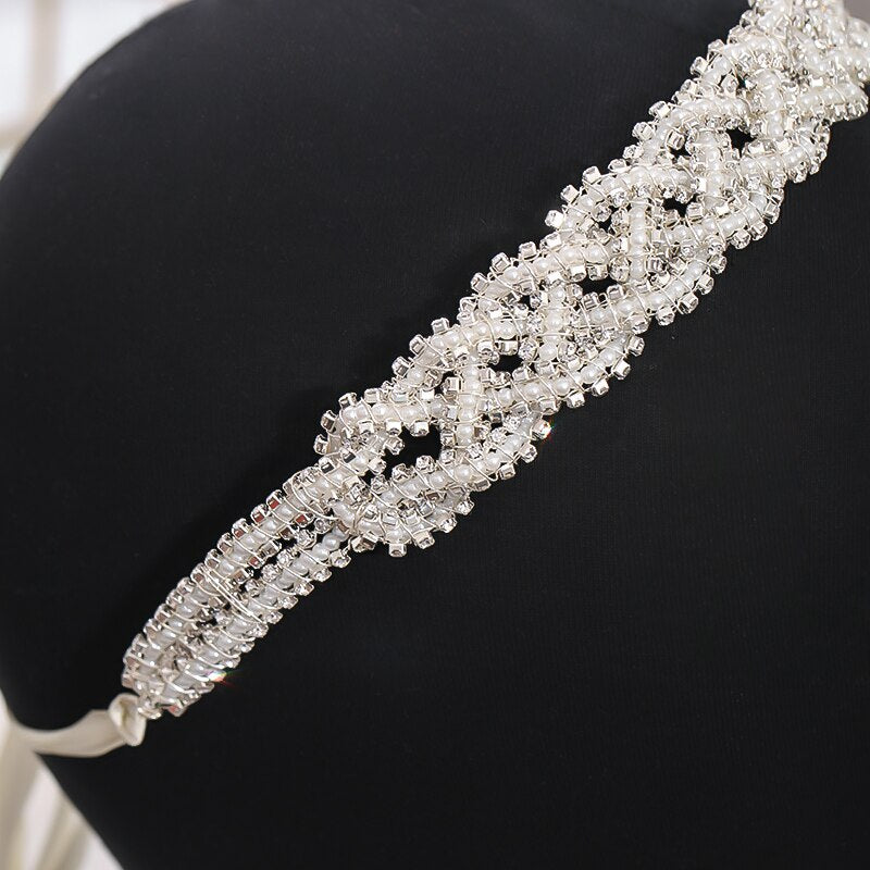 Pearl Rhinestone Headband Tiara Hairband Wedding Hair Accessories-Hair Accessories-Arimonz-Arimonz