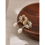 Pearls Dangle Drop Earrings Flower Earrings for Women-Necklaces-Arimonz-Arimonz