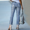 Pencil Pants Ripped Slim Fit High Waist Vintage Stretch Blue Jeans-Skinny Jeans-Arimonz-Arimonz